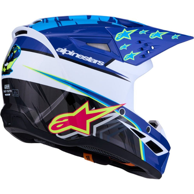 Alpinestars 2027 S-M3 Falcon Blue / White / Pink / Flo Yellow Kids Helmet
