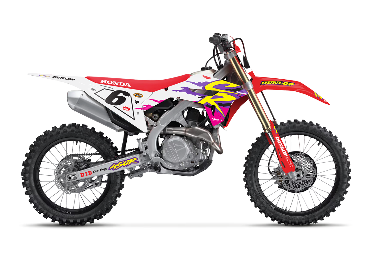 Retro Honda Graphics Kit - Pink and White - Sketch Moto Design