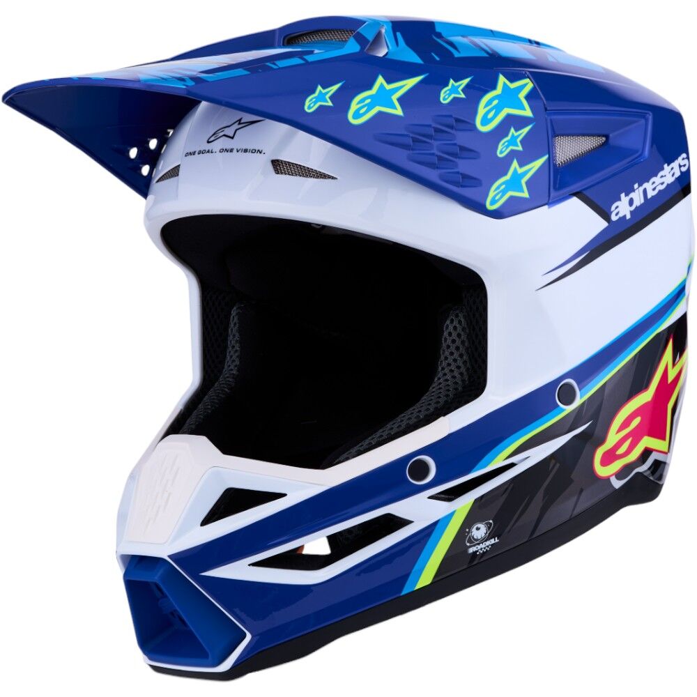 Alpinestars 2027 S-M3 Falcon Blue / White / Pink / Flo Yellow Kids Helmet